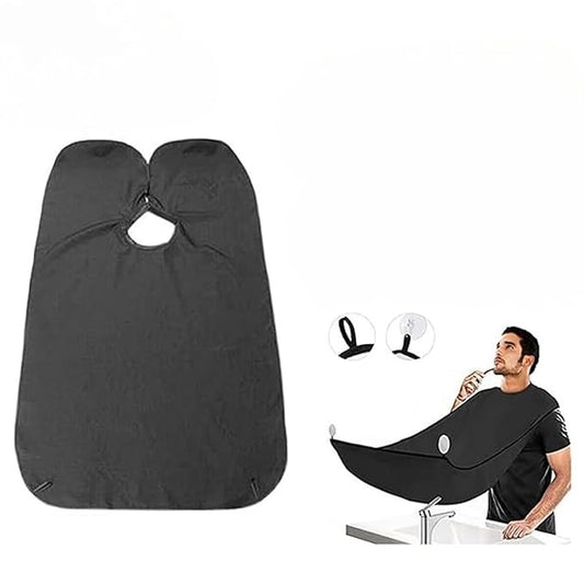 Beard Apron Hair Clippings Catcher Grooming Bib (Black Color)