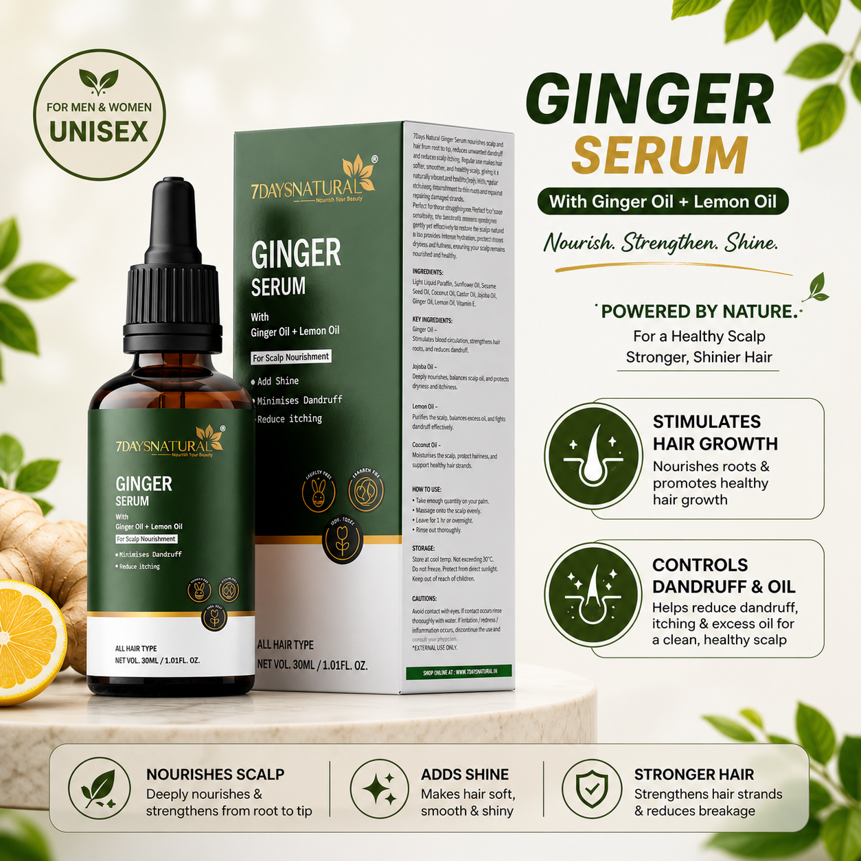 Advanced Hair Growth Combo (Derma Roller - Hair Serum - Scalp Massager)