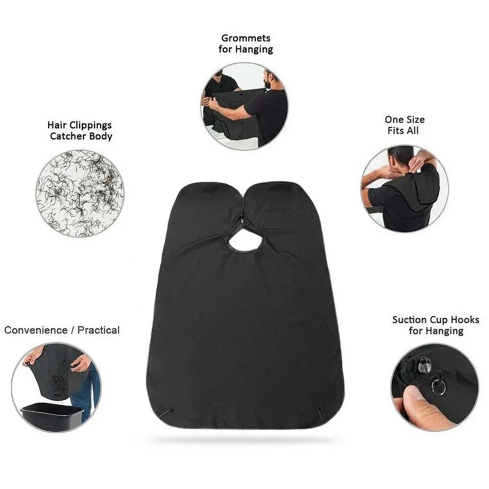 Beard Apron Hair Clippings Catcher Grooming Bib (Black Color)