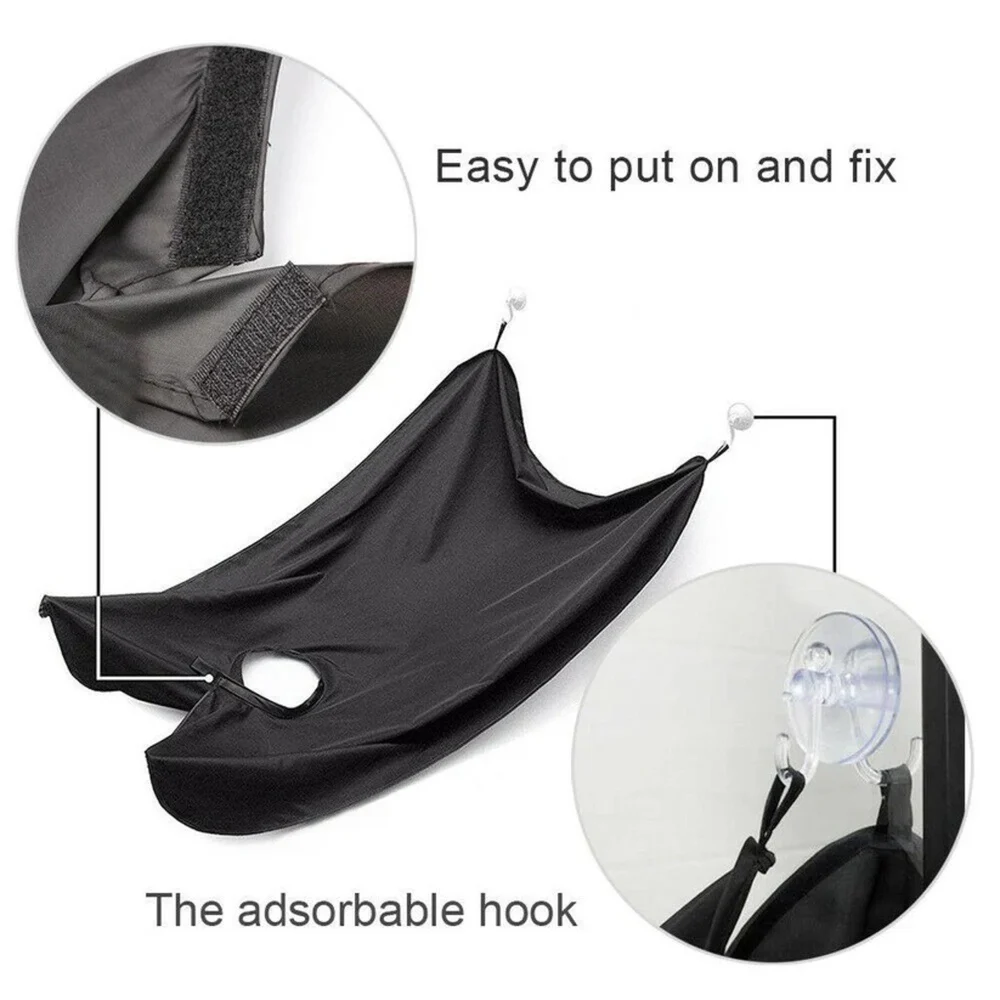 Beard Apron Hair Clippings Catcher Grooming Bib (Black Color)